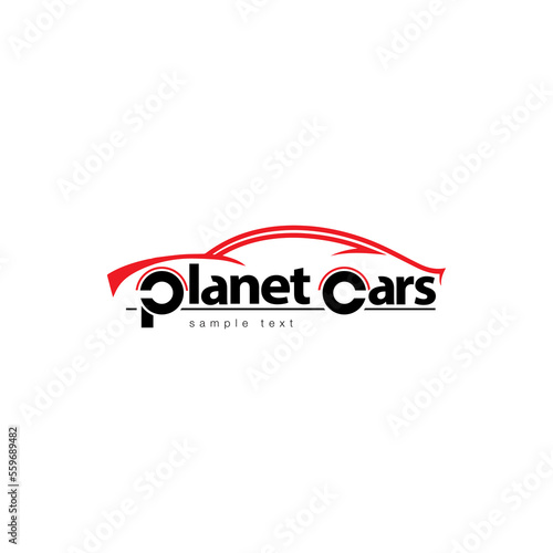 This is a typography logo designed in the shape of a car called Planet Cars. Free Download This is a typography logo designed in the shape of a car called Planet Cars. - GFXLoad