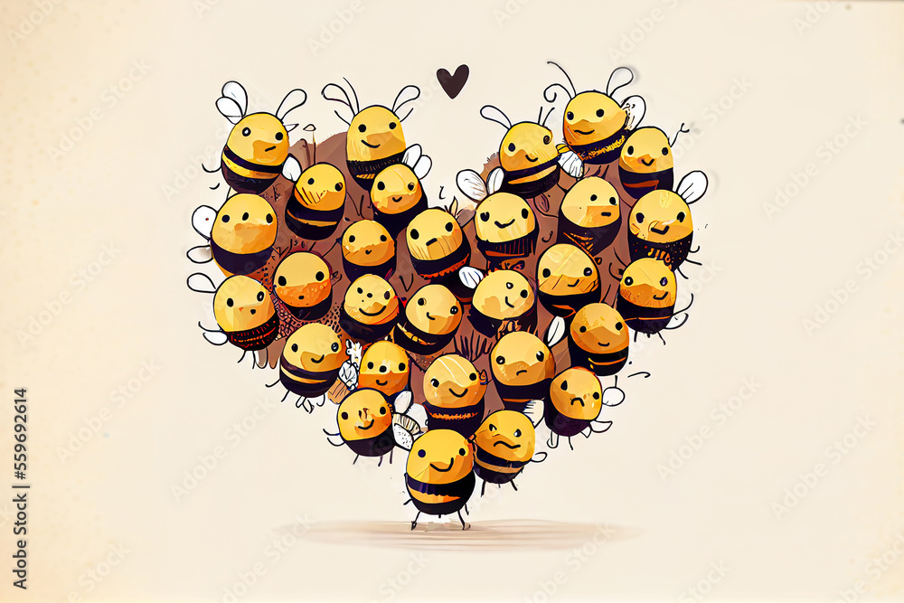 A heart from a swarm of bees. love as a symbol of Valentine's day, the