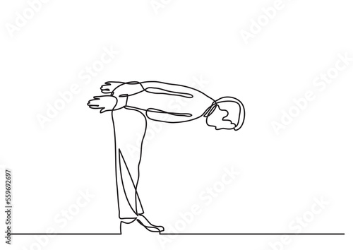 Valokuva continuous line drawing businessman man bowing down PNG image with transparent b