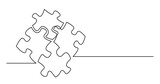 continuous line drawing of four puzzle pieces connected together PNG image with transparent background