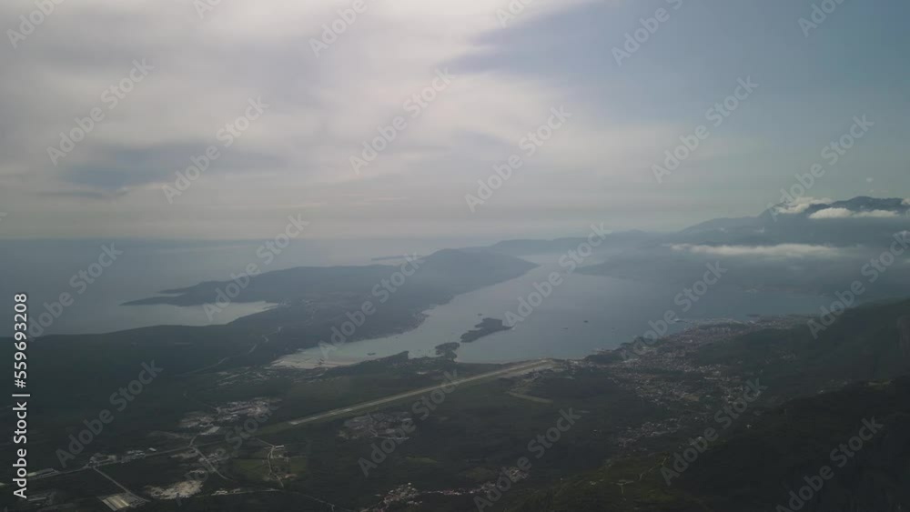 Aerial panoramic view of the Bay of Kotor from magnificent mountains. The bay of the Adriatic Sea Aerial panoramic view of the Bay of Kotor from magnificent mountains. The bay of the Adriatic Sea
