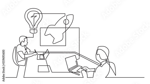 continuous line drawing startup brainstorming session PNG image with transparent background