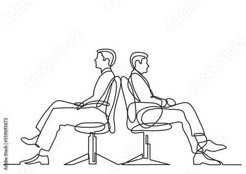 continuous line drawing two conflicting businessmen sitting PNG image with transparent background