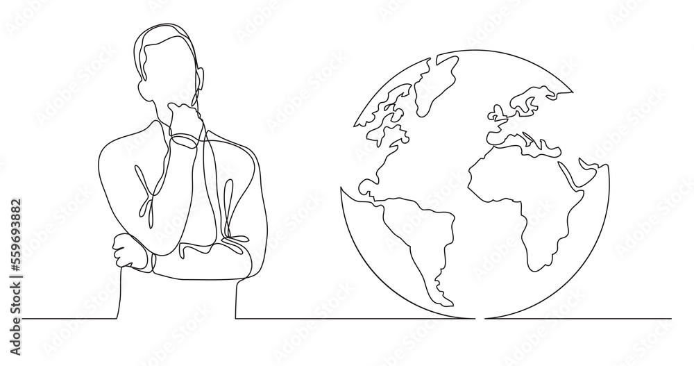 man thinking about global issues PNG image with transparent background