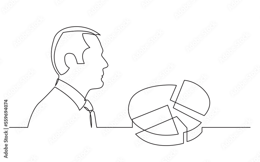 profile portrait of businessman thinking about business pie chart PNG image with transparent background