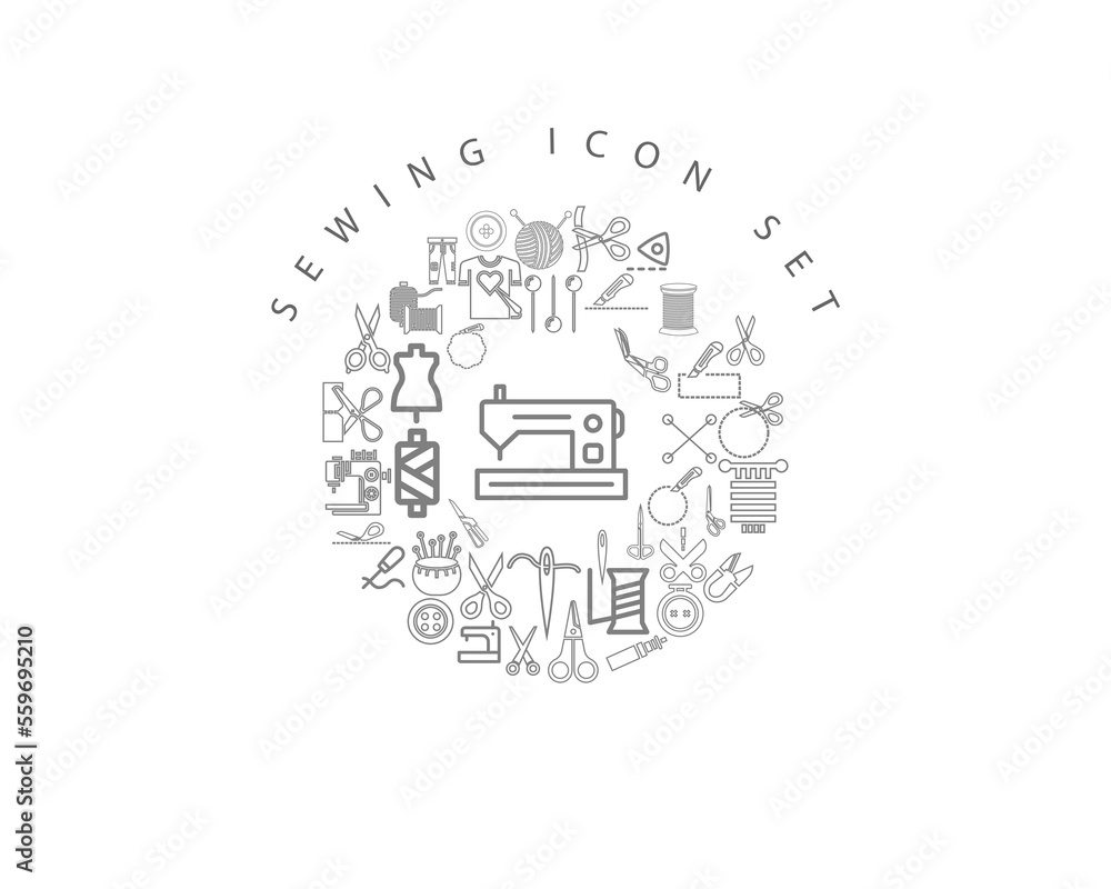 SEWING ICON SET DESIGN. SEWING ICON SET DESIGN.