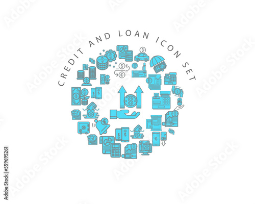 CREDIT AND LOAN ICON SET DESIGN.