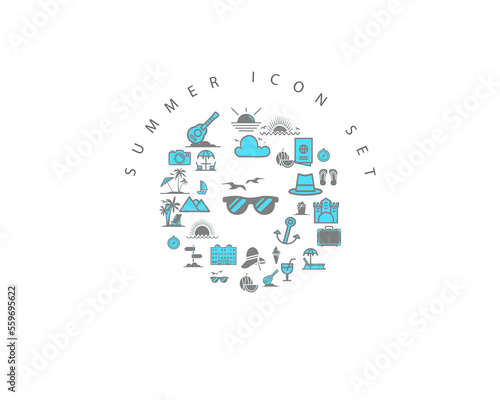 SUMMER ICON SET DESING.