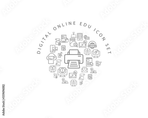 digital online edu icon set desing.
