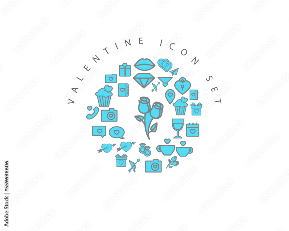 valentine icon set desing. valentine icon set desing.
