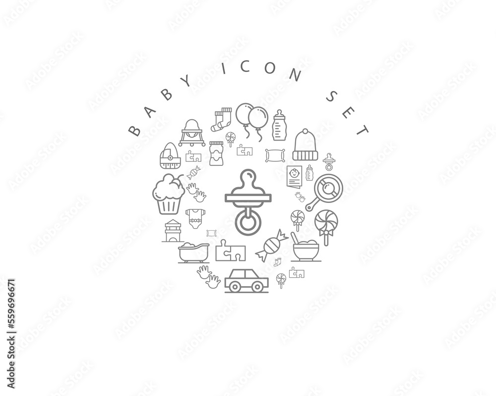 baby icon set  design,