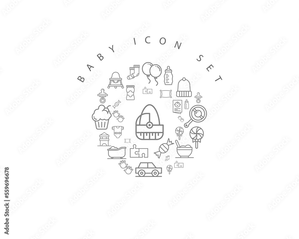 baby icon set  design,