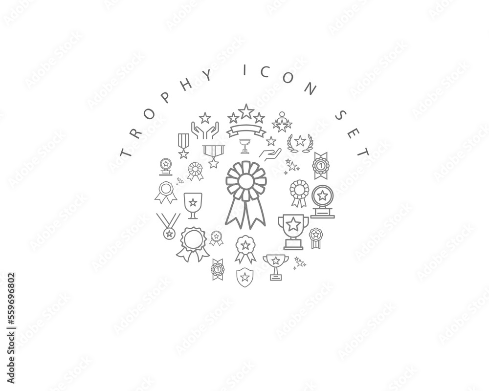 trophy icon set desing. trophy icon set desing.