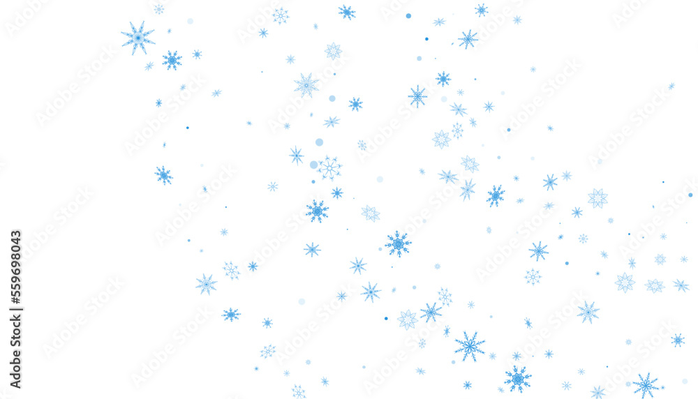 Blue delicate openwork snowflakes are scattered on a white background. Festive background, new year or christmas design Blue delicate openwork snowflakes are scattered on a white background. Festive background, new year or christmas design