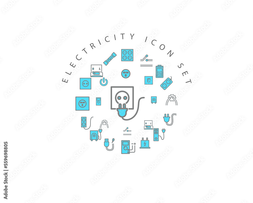 electricity icon set desing.