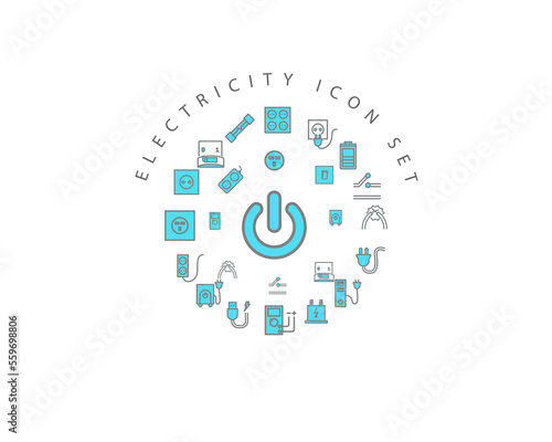 electricity icon set desing. © designhill