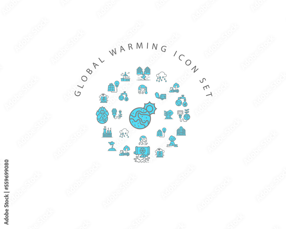 global warming icon set design.