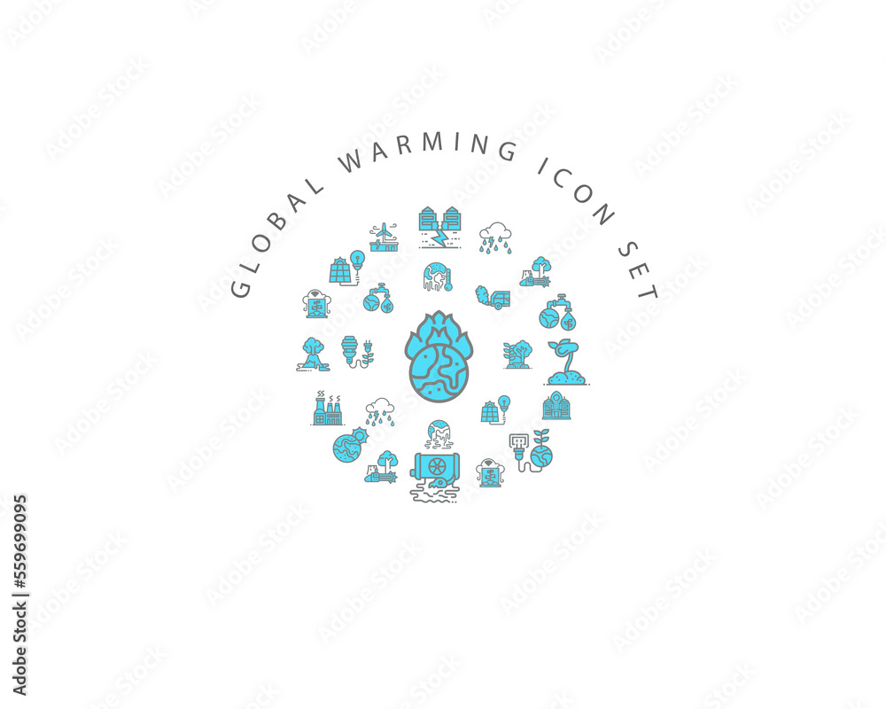 global warming icon set design. global warming icon set design.