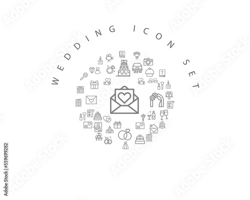 wedding icon set desing.