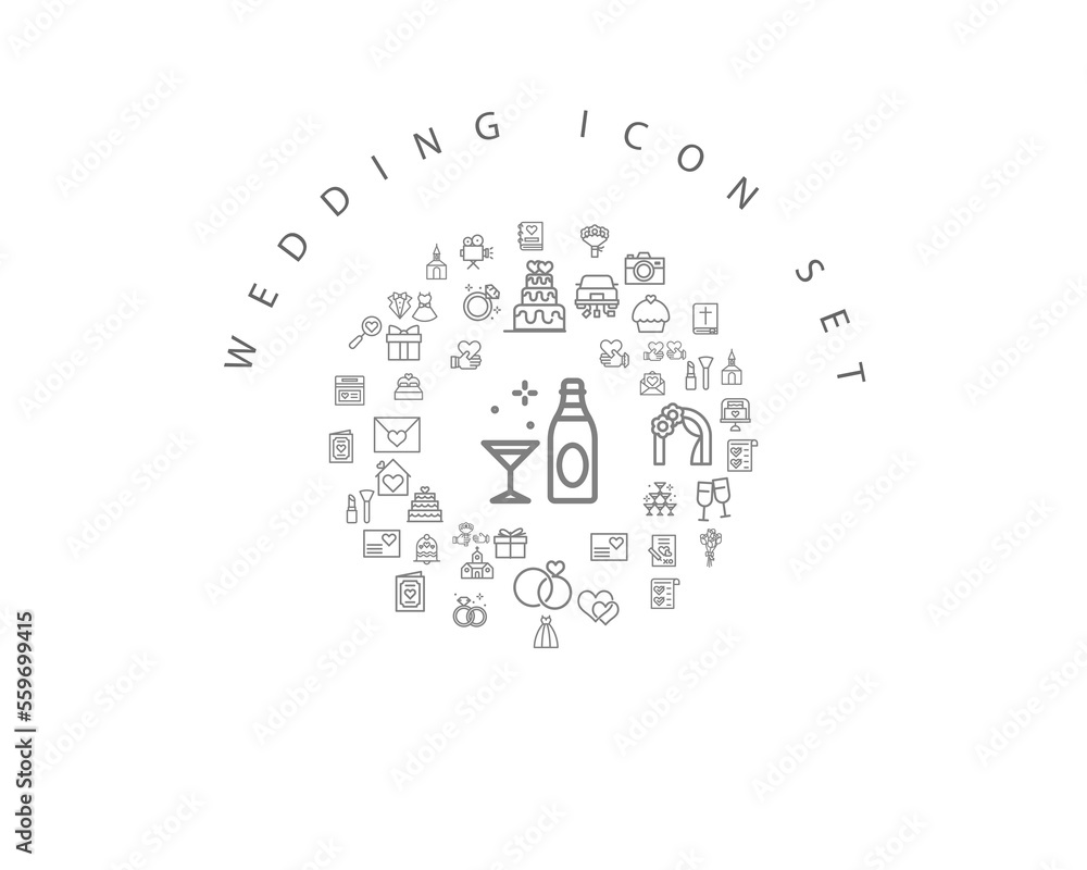 wedding icon set desing. wedding icon set desing.
