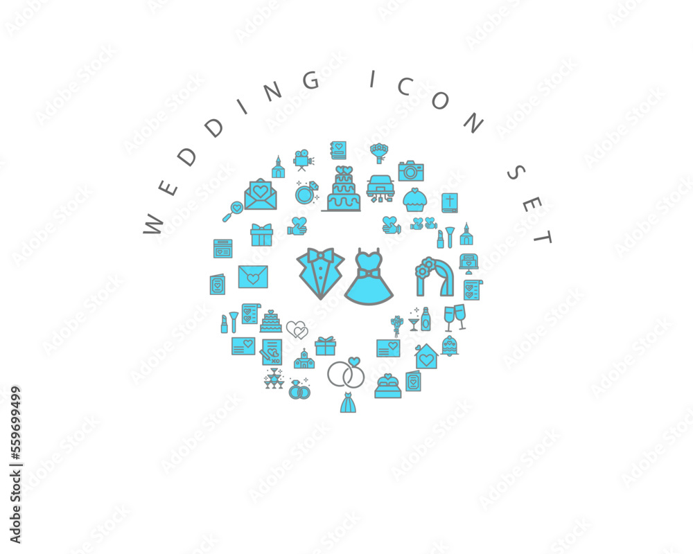 wedding icon set desing. wedding icon set desing.