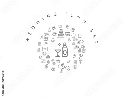 wedding icon set desing.