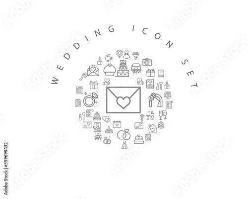 wedding icon set desing.
