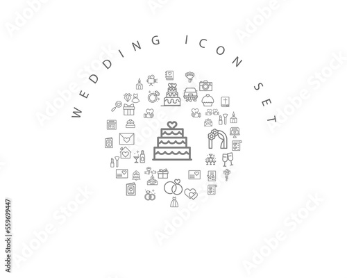 wedding icon set desing.
