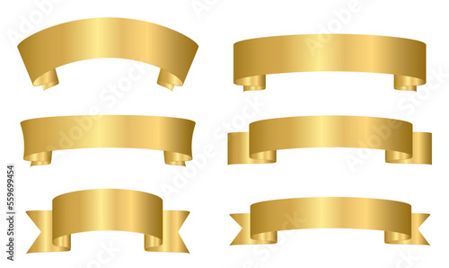 Gold ribbons set of flat design graphic elements collection.Vector illustration