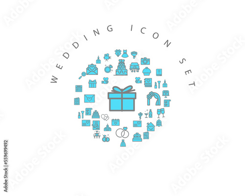 wedding icon set desing.