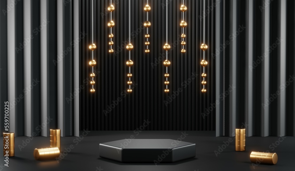 Fototapeta premium 3D rendering of backdrop black podium background for black friday products