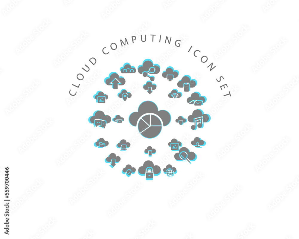 cloup computing icon set desing. cloup computing icon set desing.