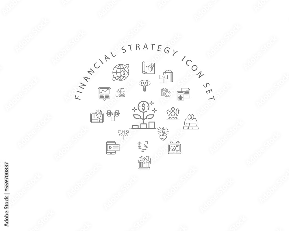 financial strategy icon set desing.