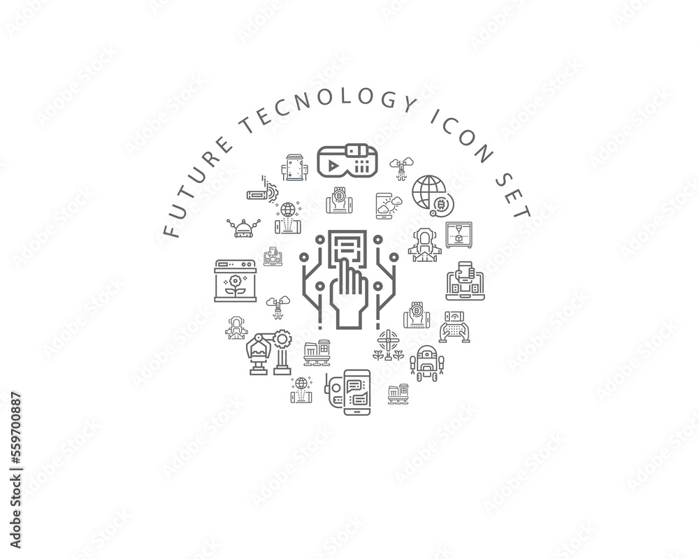 future tecnology icon set desing.