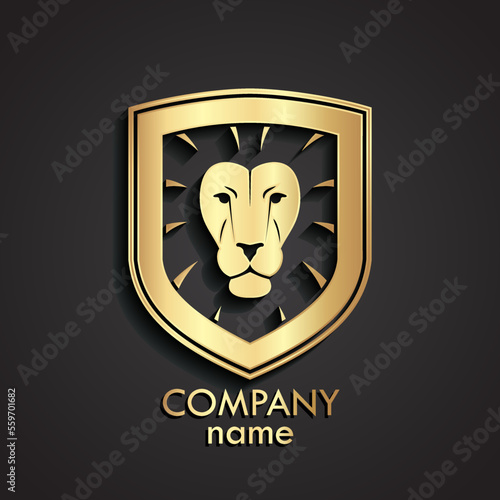 3d golden lion head heraldry logo