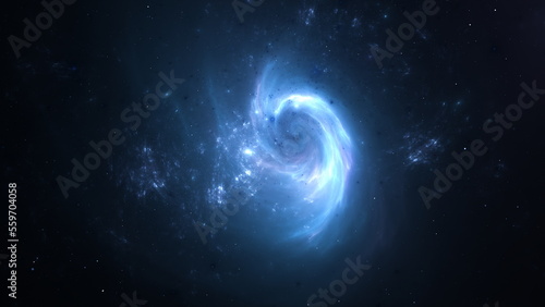 Creation of the universe in space, the birth of planets and galaxies. Star clusters and nebulae in space. Collision of galaxies. 3d render © angel_nt