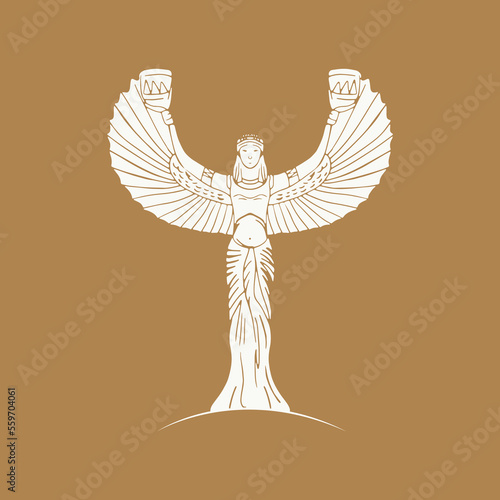 Vintage Illustration Hand Drawing greek goddess