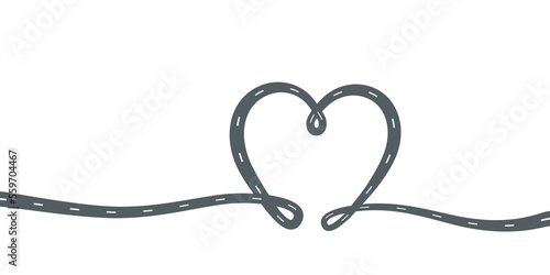 Heart shaped road abstract illustration. Valentines day concept