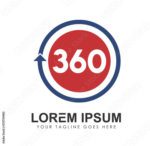 360 Logo with Circle arrow vector icon