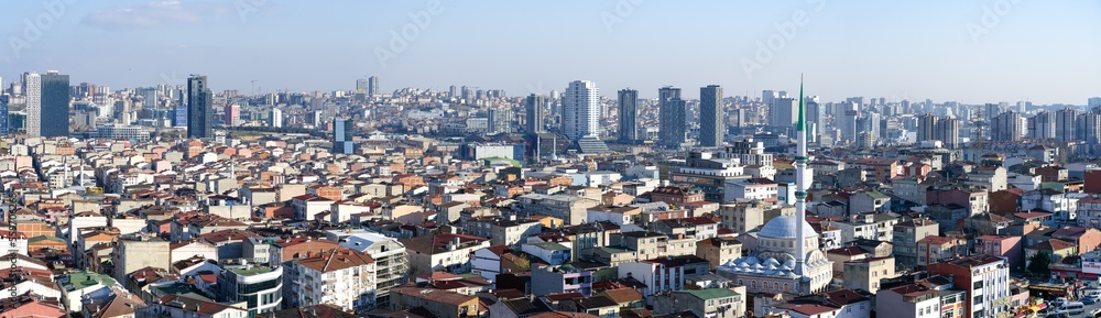Istanbul city view. Kucukcekmece and Bagciler district. Turkey Küçükçekmece is a district of Istanbul located on the shores of the eponymous lake and the Sea of Marmara.
