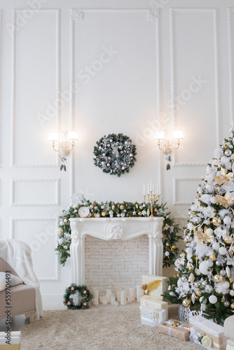 Festive decoration of the room in the Christmas style