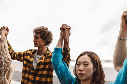 Activists protesting with each other
