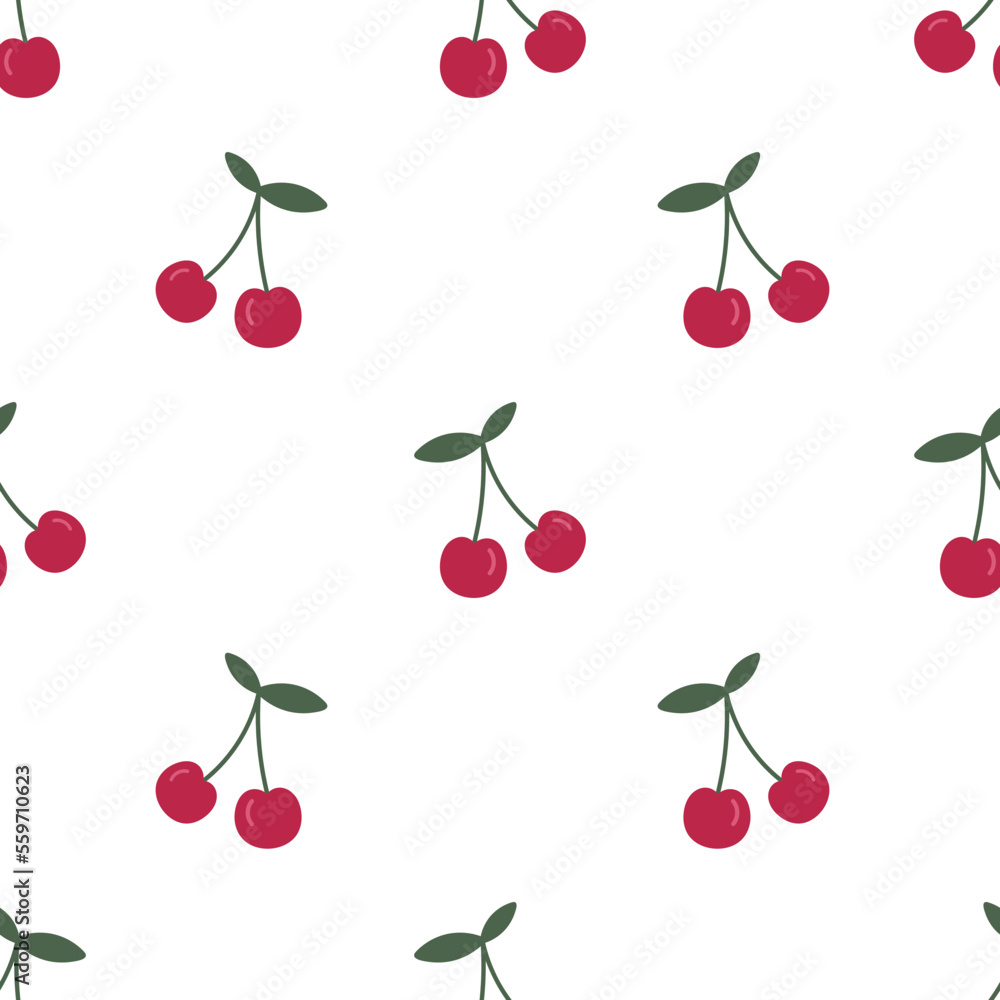 Pattern with cherry. For card, posters, banners, printing on the pack, clothes, fabric, wallpaper, textile. Pattern with cherry. For card, posters, banners, printing on the pack, clothes, fabric, wallpaper, textile.