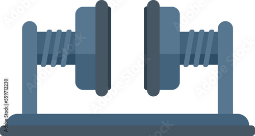 Pharmaceutical press machine icon flat vector. Automatic action. Automatic equipment isolated