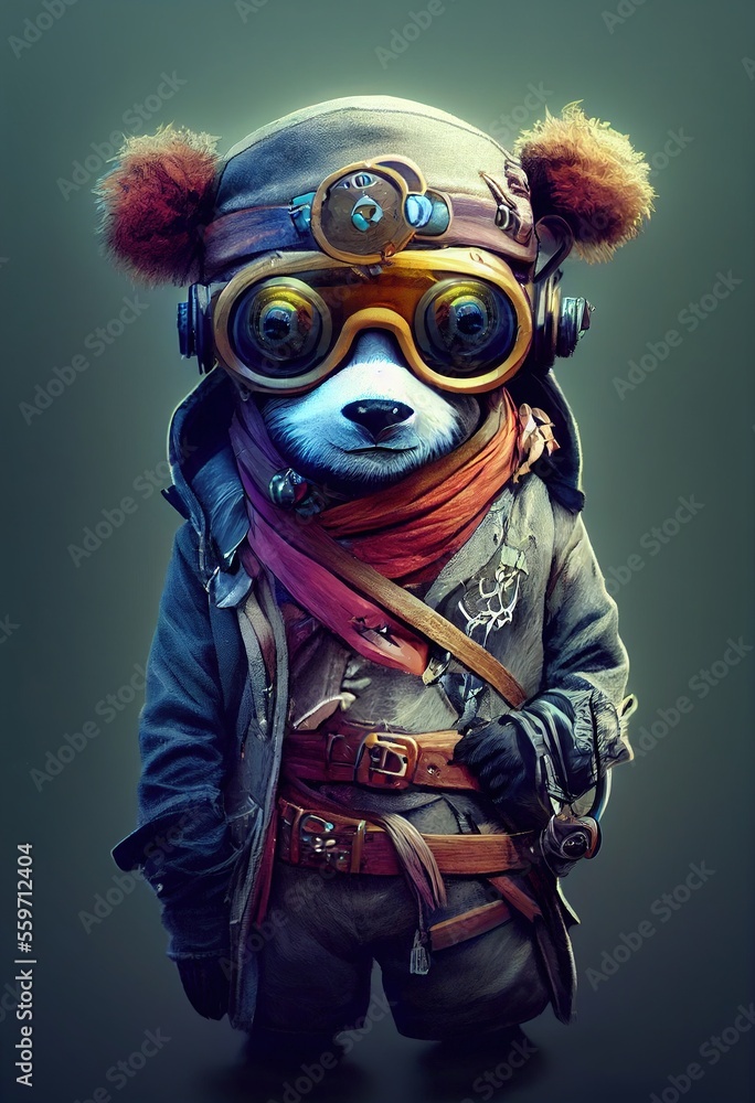 Portrait of a funny  Pirate Panda . Generative AI