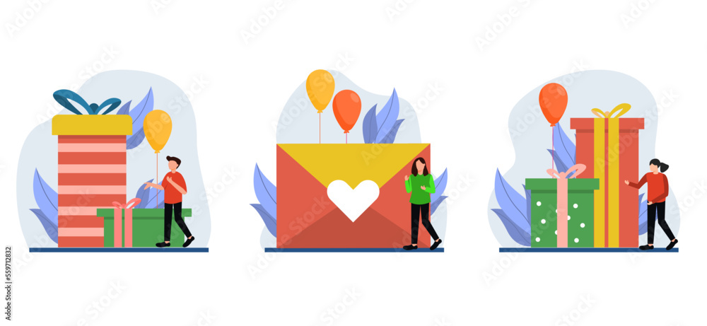 Flat Bundle Birthday Design Illustration Flat Bundle Birthday Design Illustration