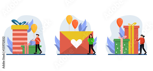 Flat Bundle Birthday Design Illustration