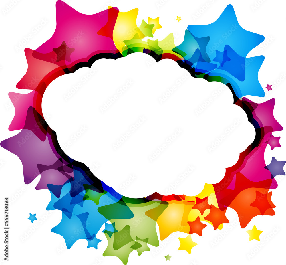 Fototapeta premium Abstract rainbow star. Square card.