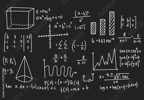 Vector realistic math chalkboard background illustration