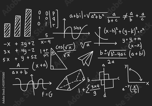 Vector realistic math chalkboard background illustration